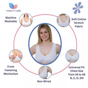 Front Fastening Bra Mastectomy Ladies Non Wired Soft Stretch Uk Size..