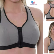 Ladies Sports Bra Zip Front Fastening High Impact Wirefree Workout Gym Bra Zippe
