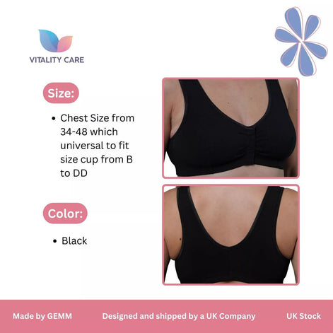 Front Fastening Bra Cotton Lycra Non Wired Soft Stretch Non Padded 34B-44DD Plus