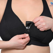 Ladies Zip Front Fastening Sports Bra Medium to High Impact Non Wired Comfort UK