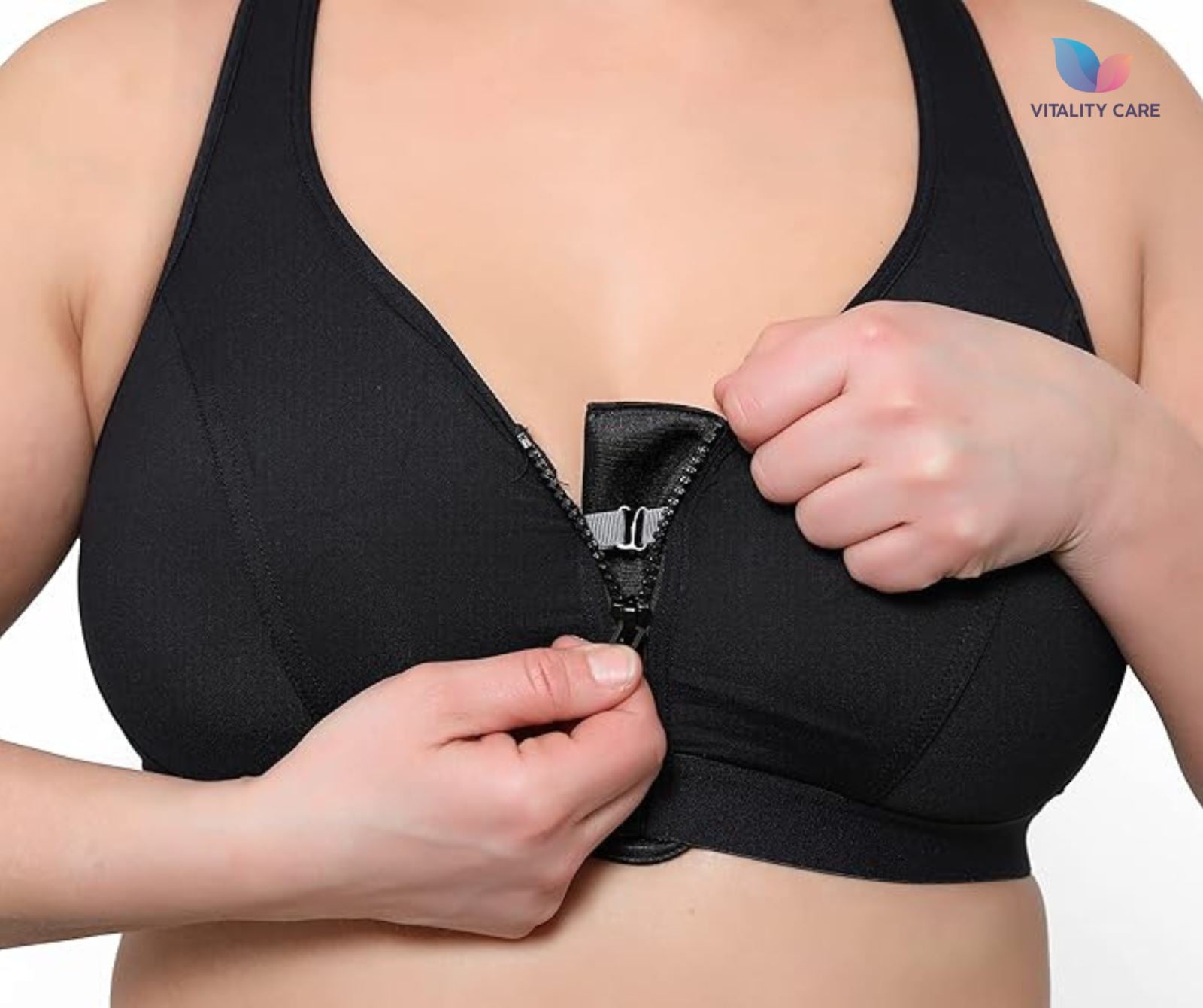 Ladies Zip Front Fastening Sports Bra Medium to High Impact Non Wired Comfort UK
