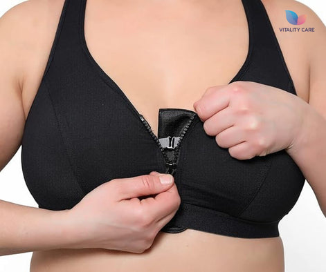 Ladies Zip Front Fastening Sports Bra Medium to High Impact Non Wired Comfort UK