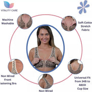 Front Fastening Bra Cotton Rich Ladies Non Wired Non Padded Soft Stretch Uk Size