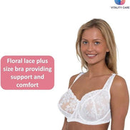 Womens Plus Size Lace Full Coverage Firm Hold Non Padded Underwired Full Cup White