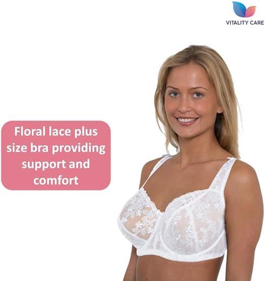 Womens Plus Size Lace Full Coverage Firm Hold Non Padded Underwired Full Cup White