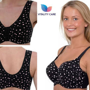 New Ladies Cotton Rich Front Fastening No Pads Wireless Comfort Bra 34
