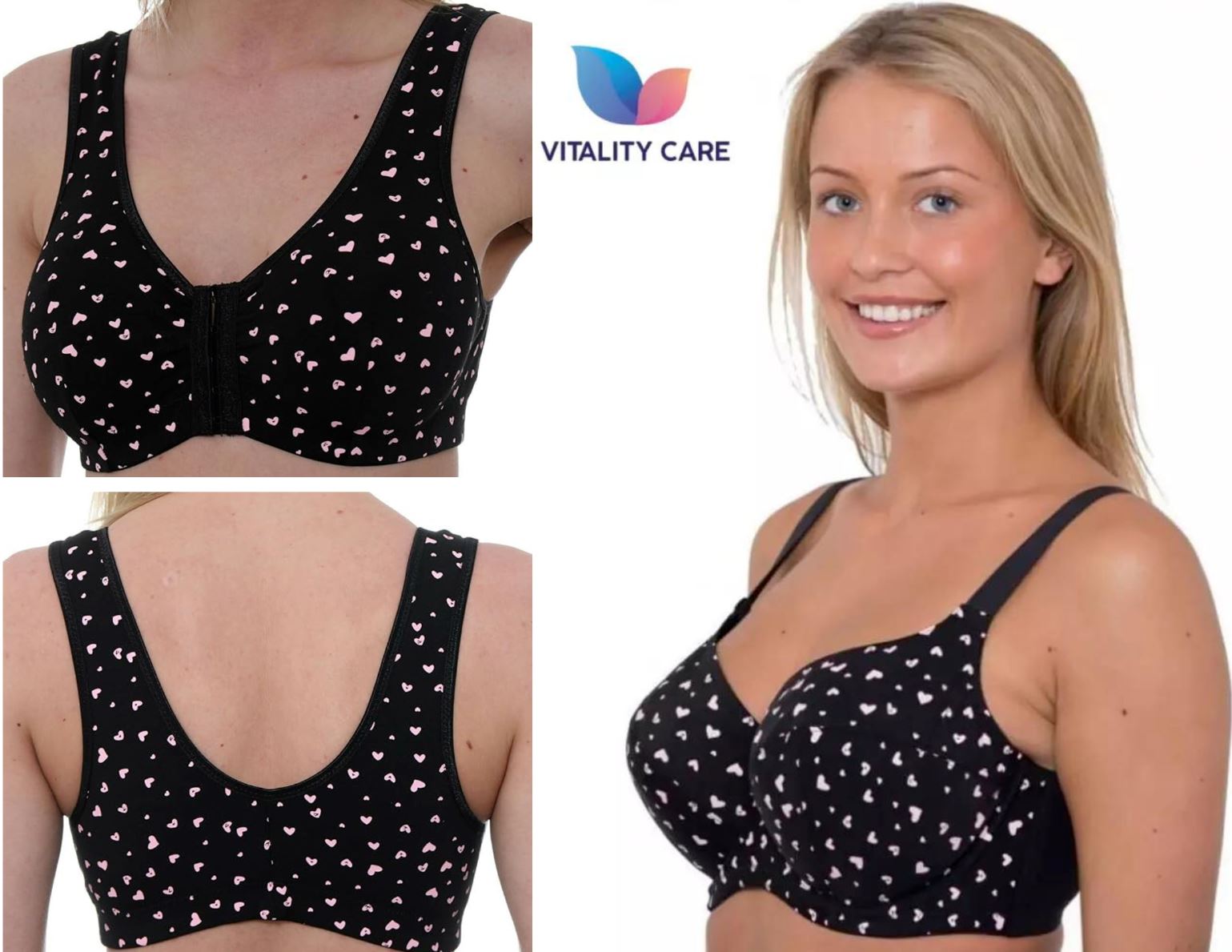 New Ladies Cotton Rich Front Fastening No Pads Wireless Comfort Bra 34