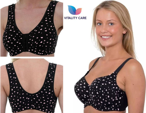 New Ladies Cotton Rich Front Fastening No Pads Wireless Comfort Bra 34"-48" B-DD