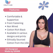 Front Fastening Bra Cotton Rich Ladies Non Wired Non Padded Soft Stretch Uk Size