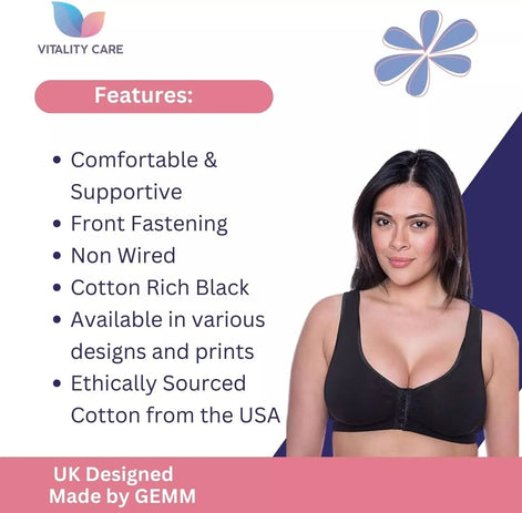 Front Fastening Bra Cotton Rich Ladies Non Wired Non Padded Soft Stretch Uk Size