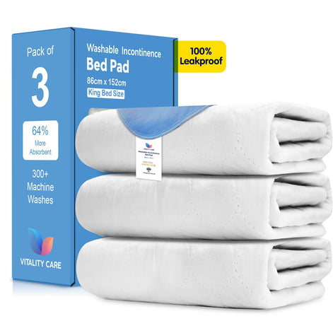 Washable King Bed Pad Incontinence Reusable Bed Pads Super Absorbent 86 x 152cm
