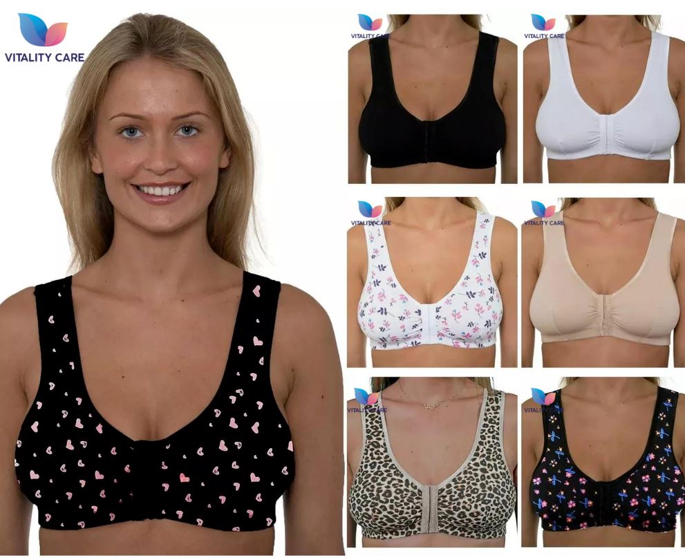 Vitality Care Front Fastening Bras for Women Non Wired Post Surgery Soft Cotton Lycra Bra