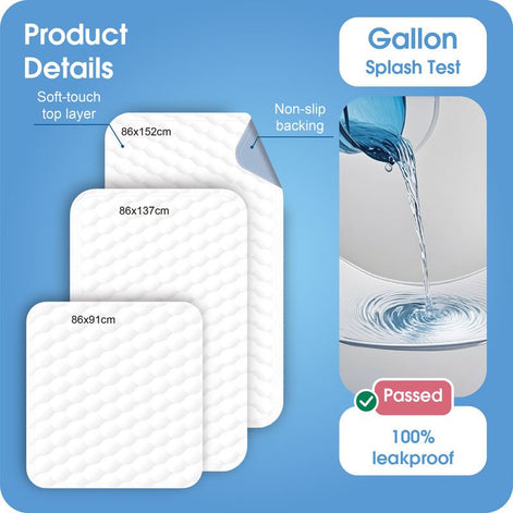 Incontinence Washable Bed Pads Protection Sheets - Reusable with High Absorbency