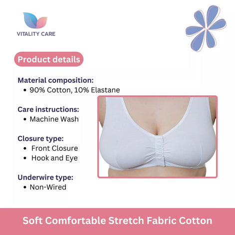 Front Fastening Bra Mastectomy Ladies Non Wired Soft Stretch Uk Size..