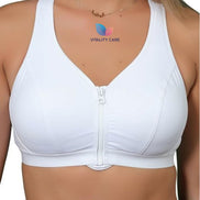 Ladies Sports Bra Zip Front Fastening Non Wired Unpadded Med Hold Uk Plus Size