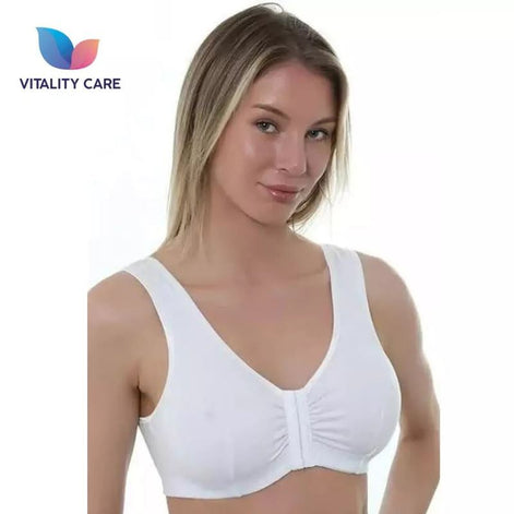 Front Fastening Bra Cotton Rich Ladies Non Wired Non Padded Soft Stretch Uk Size