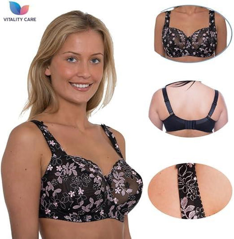 Womens Plus Size Lace Full Coverage Firm Hold Non Padded Underwired Full Cup Bra Black Pink
