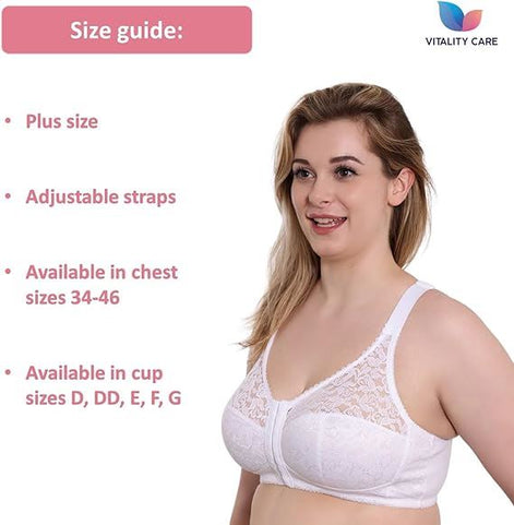 Front Fastening Bra Cotton Rich Ladies Non Wired Firm Support Plus Size Bras, UK