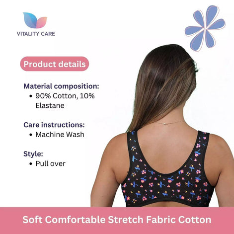 Ladies Cotton Rich Comfort Bra Non Wired Soft Unpadded Pull on Plus Size 34B 48D