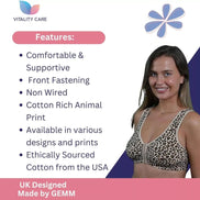 Front Fastening Bra Cotton Rich Ladies Non Wired Non Padded Soft Stretch Uk Size