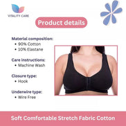 Front Fastening Bra Cotton Rich Ladies Non Wired Non Padded Soft Stretch Uk Size