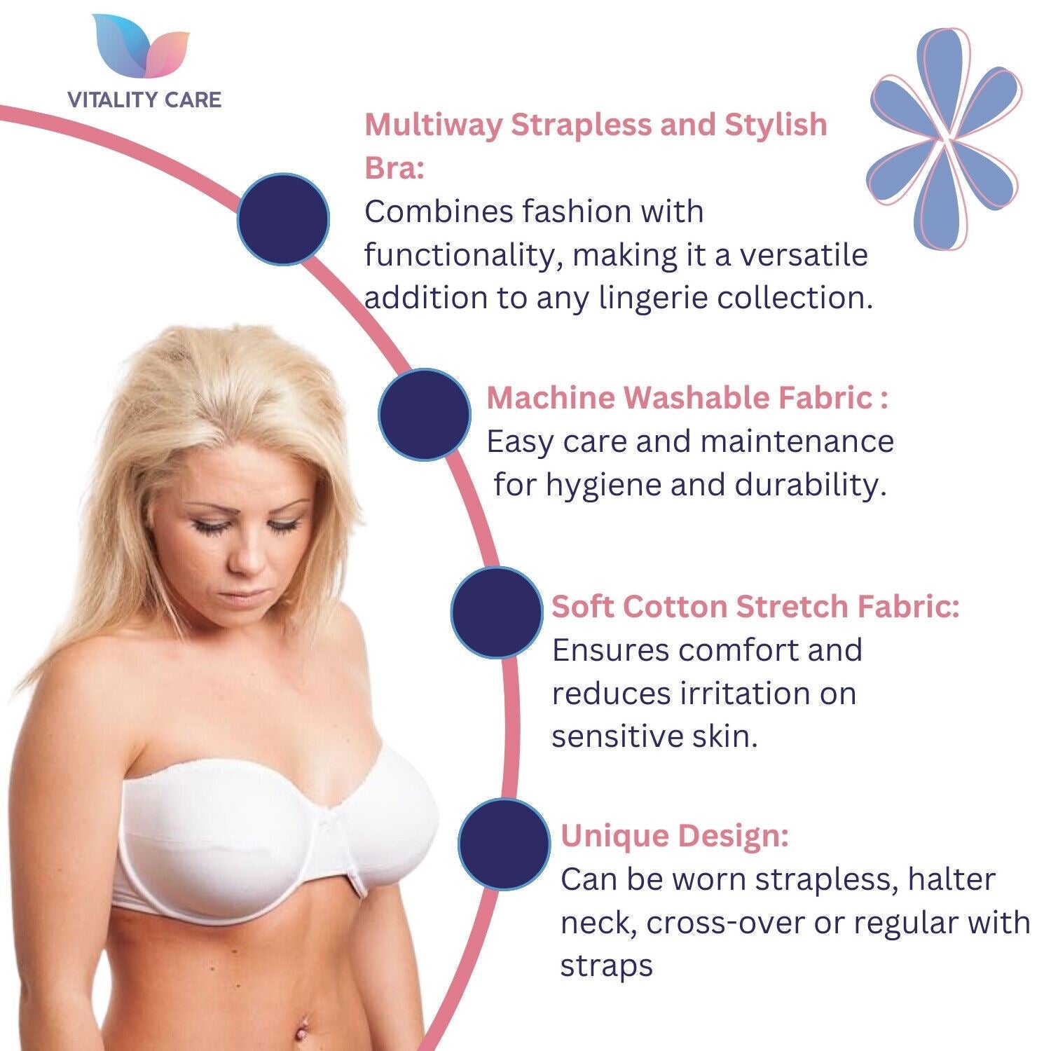 Multiway Strapless Bras Non Padded Underwired Size 32 to 42 A-DD Full Cup Bra UK