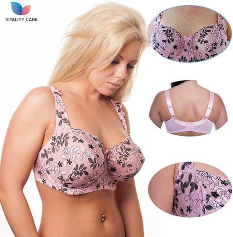 Womens Plus Size Lace Full Coverage Firm Hold Non Padded Underwired Full Cup Bra White