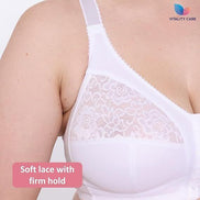 Ladies Front Fastening Firm Support Non Wired Lace Trim Bra Plus Size Uk Cups