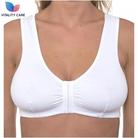 Mastectomy Front Fastening Bra for Women with Prosthesis Pockets Wireless Cotton