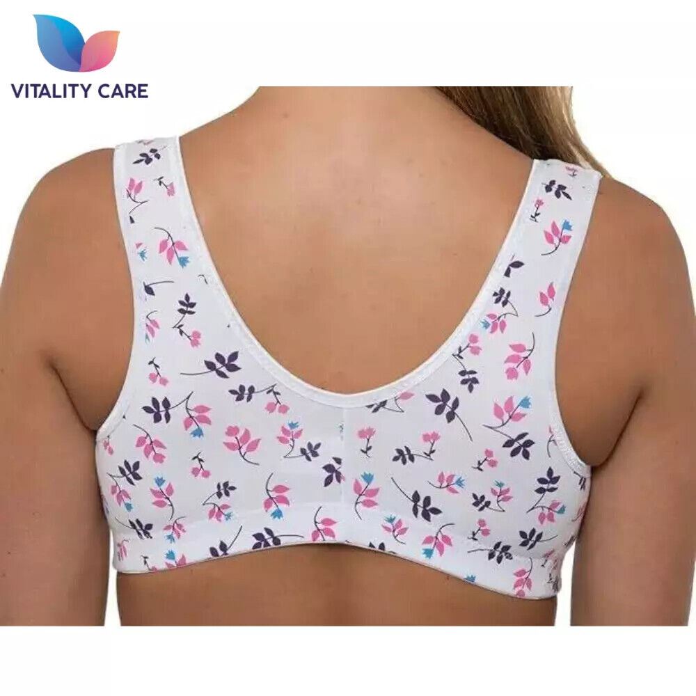 Front Fastening Bra Cotton Rich Ladies Non Wired Non Padded Soft Stretch Uk Size