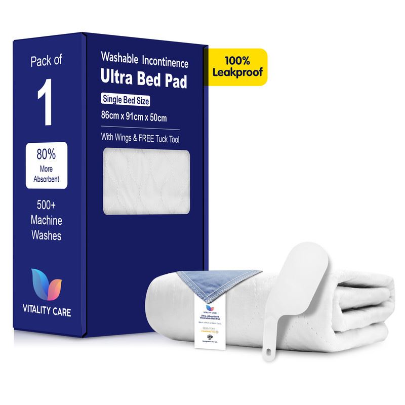 Reusable Single Bed Size Pad Incontinence Washable Pad, Mattress Protection With Tucks 86 x 91cm