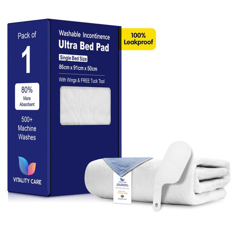 Reusable Single Bed Size Pad Incontinence Washable Pad, Mattress Protection With Tucks 86 x 91cm