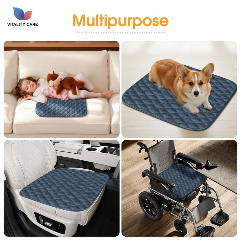 Absorbent Washable Incontinence Chair Pad Non-Slip Waterproof Seat Protector Pad