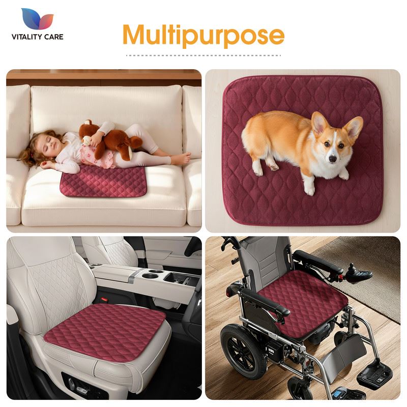 Absorbent Washable Incontinence Chair Pad Non-Slip Waterproof Seat Protector Pad