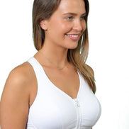 Ladies Sports Bra Zip Front Fastening Non Wired Unpadded Med Hold Uk Plus Size