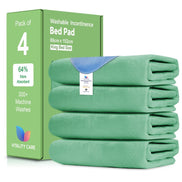 Vitality Care Waterproof Mattress Protector King Size 86x152cm, Washable Incontinence Bed Pad for Adults, Leakproof Absorbent Fabric, Green, 86x152cm Pack