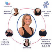 Front Fastening Bra Cotton Lycra Non Wired Soft Stretch Non Padded 34B-44DD Plus