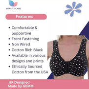Vitality Care Front Fastening Bras for Women Non Wired Post Surgery Soft Cotton Lycra Bra