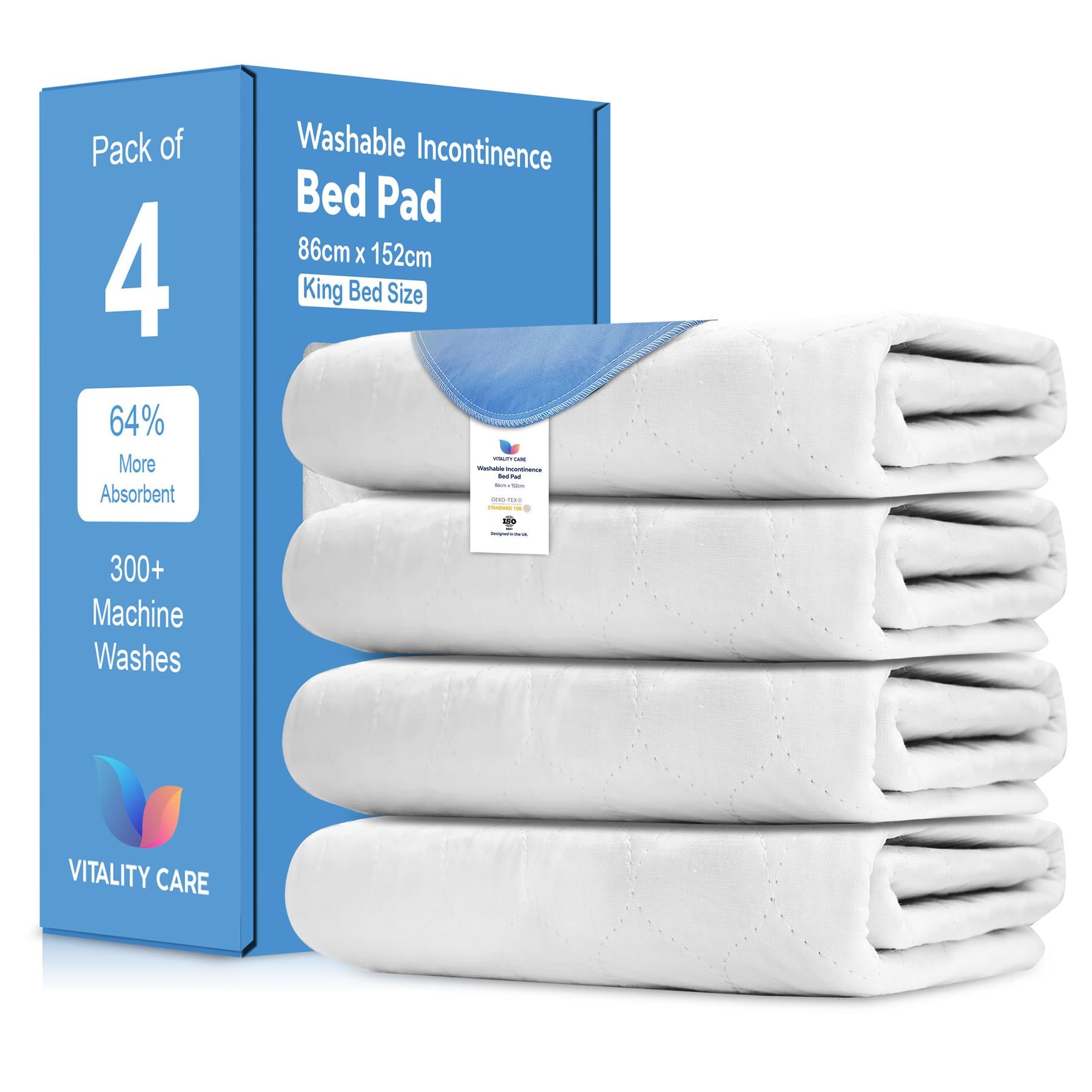 Washable King Bed Pad Incontinence Reusable Bed Pads Super Absorbent 86 x 152cm