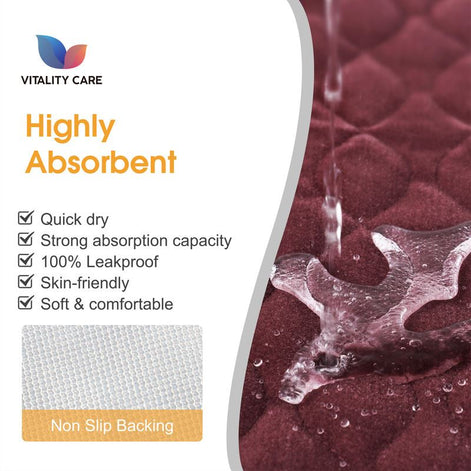 Absorbent Washable Incontinence Chair Pad Non-Slip Waterproof Seat Protector Pad