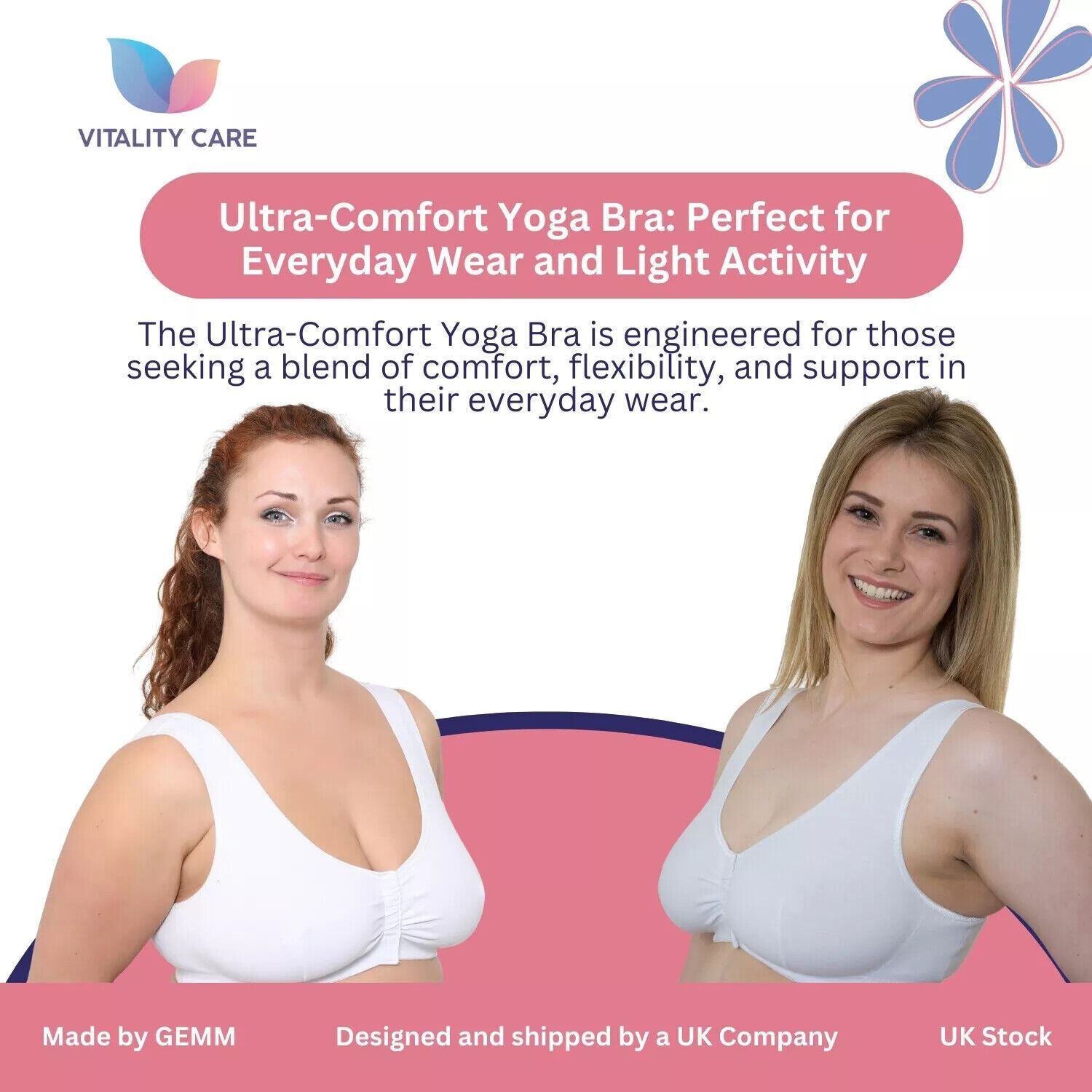 Front Fastening Bra Mastectomy Ladies Non Wired Soft Stretch Uk Size..