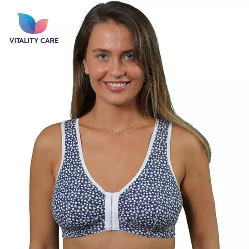 Vitality Care Front Fastening Bras for Women Non Wired Post Surgery Soft Cotton Lycra Bra