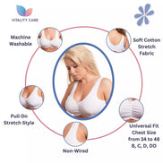 Vitality Care Ladies Full Cup Non Wired Bra Plus Size Firm Hold Large Non Padded Womens Comfort Soft Cotton Pull On Stretch Lycra Sleep Yoga Plus Size Bra UK