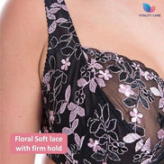 Womens Plus Size Lace Full Coverage Firm Hold Non Padded Underwired Full Cup Bra Black Pink