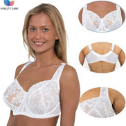 Womens Plus Size Lace Full Coverage Firm Hold Non Padded Underwired Full Cup White