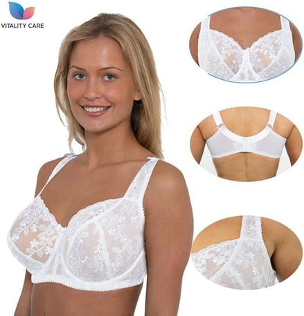 Womens Plus Size Lace Full Coverage Firm Hold Non Padded Underwired Full Cup White