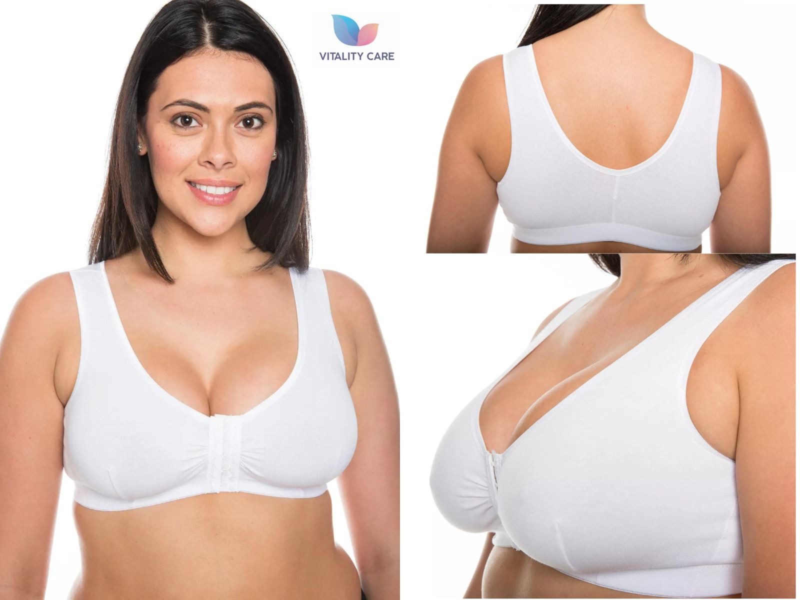 Front Fastening Bra Cotton Rich Ladies Non Wired Non Padded Soft Stretch Uk Size