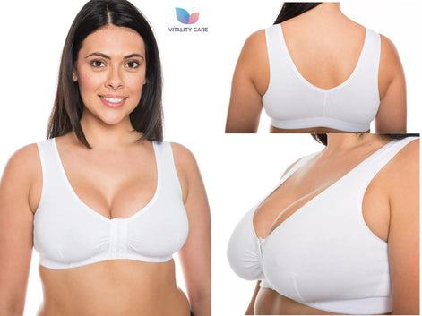 Front Fastening Bra Cotton Rich Ladies Non Wired Non Padded Soft Stretch Uk Size