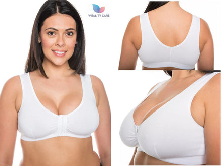 Front Fastening Bra Cotton Rich Ladies Non Wired Non Padded Soft Stretch Uk Size