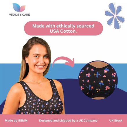 Ladies Cotton Rich Comfort Bra Non Wired Soft Unpadded Pull on Plus Size 34B 48D